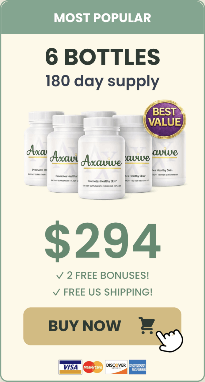 Axavive 180 day supply premium bundle with 6 bottles and free bonuses